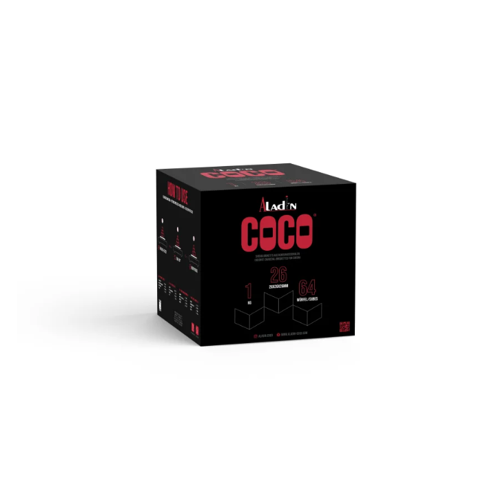 Węgiel do shishy Aladin Coco 26 mm – 1 kg | Naturalny węgiel do shishy