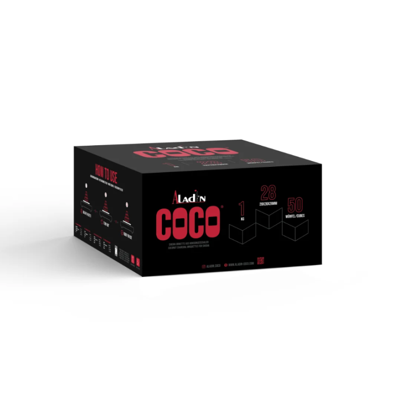 Aladin Coco Naturkul 28 mm 1 kg | Ekstra Lang Brændetid