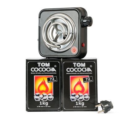 Paketpris 9: Hookah Flame koltändare inkl. 2 kg TOM SILVER kol till vattenpipa