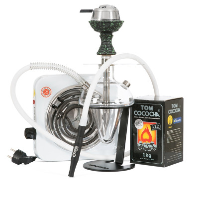 Paket erbjudande 8: Oduman N5 Junior vattenpipa inkl. Saphire Squeeze 9, värmeregulator, koltändare & TOM SILVER Kol 1 kg