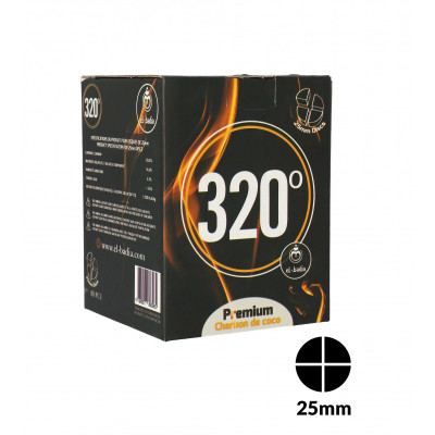 320° Gold – disque 25 mm en 4 parties, charbon pour narguilé – 1 kg